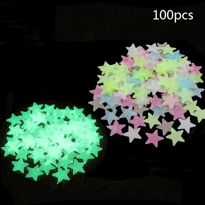 100 шт./50 шт в наборе светящиеся темноте виде звезд стикеры Настенные
