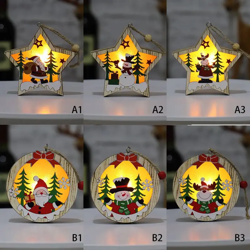 Деревянная рамка Рождественское украшение лампа светящаяся Рождественская елка