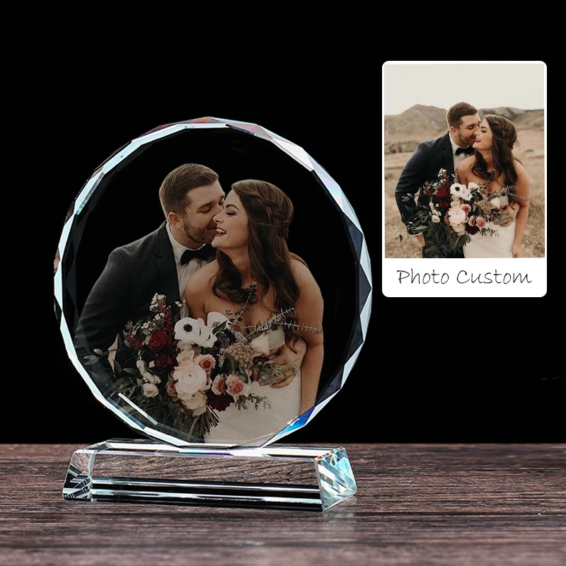 

Fashion Photo Custom K9 Crystal Photo Frame 3D Laser Engraving Picture DIY Picture + Text Wedding Home Decoration Birthday Gift