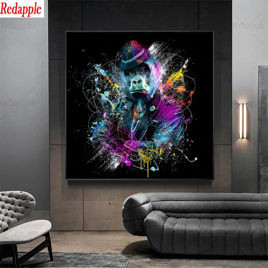 Алмазная картина Забавная красочная звезда обезьяна граффити искусство 5d DIY