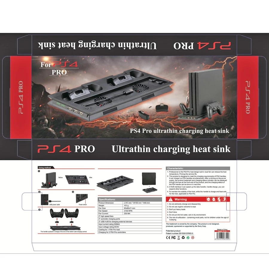 PS4 PRO вертикальный Зарядное устройство Док-станция кулер для PS 4 Play Station джойстик