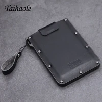 2020 new arrival rfid blocking credit card holder genuine leather unisex business id holders aluminum box card wallets 2 colors