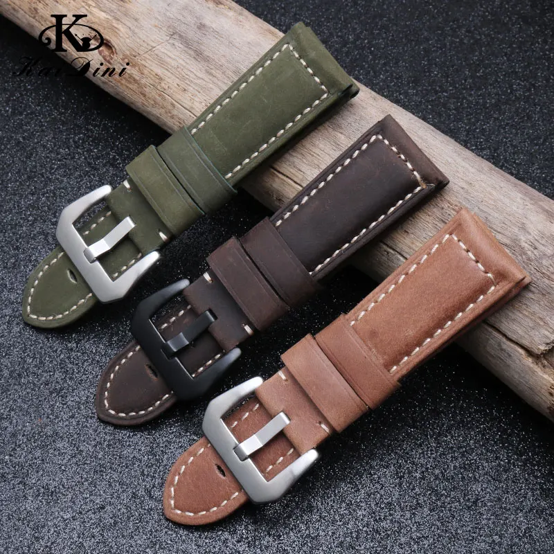 

Ремешок из мягкой натуральной кожи для наручных часов, винтажный спортивный быстросъемный браслет с прямым концом для мужчин и женщин, 20 22 24...