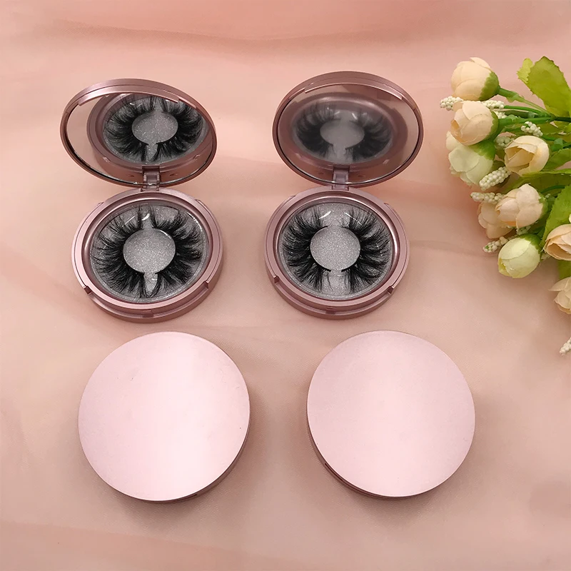 Round Mirror Lash Box 100% Handmade 5D Mink Eyelash Rose Gold Black Color | Красота и здоровье