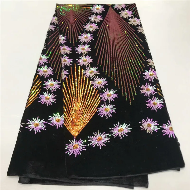 2020 высокое качество Французский 3D тюль с блестками африканская бархатная