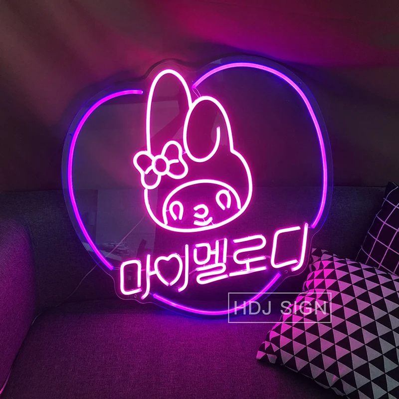 

Melody Rabbit Custom LED Neon Sign INS Wall Decor For Bedroom Cafe Store Party Creative Wall Decor Gifts For Girls