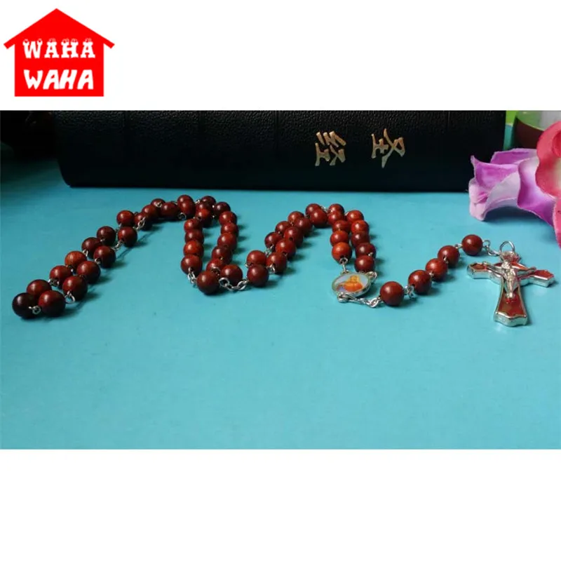 Бусы из натурального красного сандалового дерева 8 мм молитвенный крест с