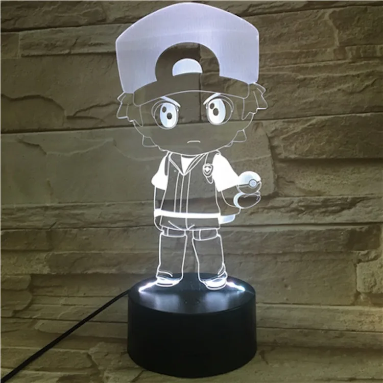 pokemon pikachu lucario mew logo 3d illusion desktop lamp coffee table decor led sensor lights atmosphere bedside night lamps free global shipping
