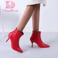 doratasia plus size 47 new ladies sexy thin high heels ankle boots fashion zip pointed toe womens boots party ol shoes woman