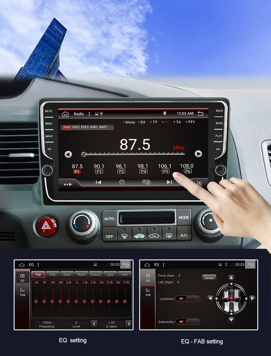 Eunavi 4G+ 64G 2 DIN ips Android 9,0 автомобильный Радио Мультимедиа Видео плеер gps для Honda Civic 2006-2011 2din автомобильный ПК 9 дюймов без dvd