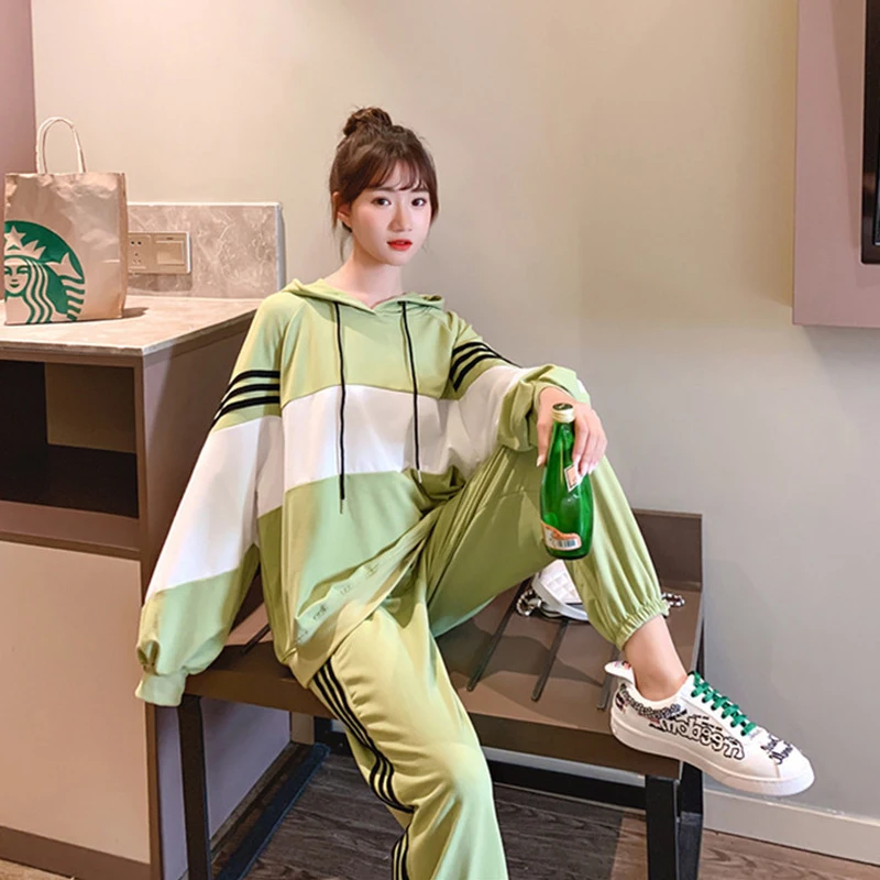 

Dresy Women Tracksuit Two Piece Pants Set Korean Clothes Hat Outfit Sweatpants Sport Ensemble Femme Lounge Wear Ropa Mujer 2020