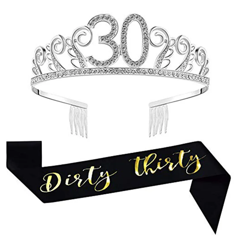 Грязная тиара 30 лет стразы украшения реквизит для фотосессии подарок