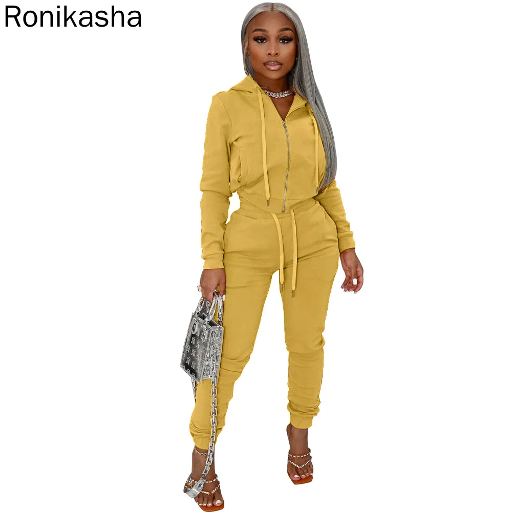 

Ronikasha Women Two Piece Set Fall Tracksuit Outfits Long Sleeve Zipper + Pants with Pocket Solid Sweatsuit Suits