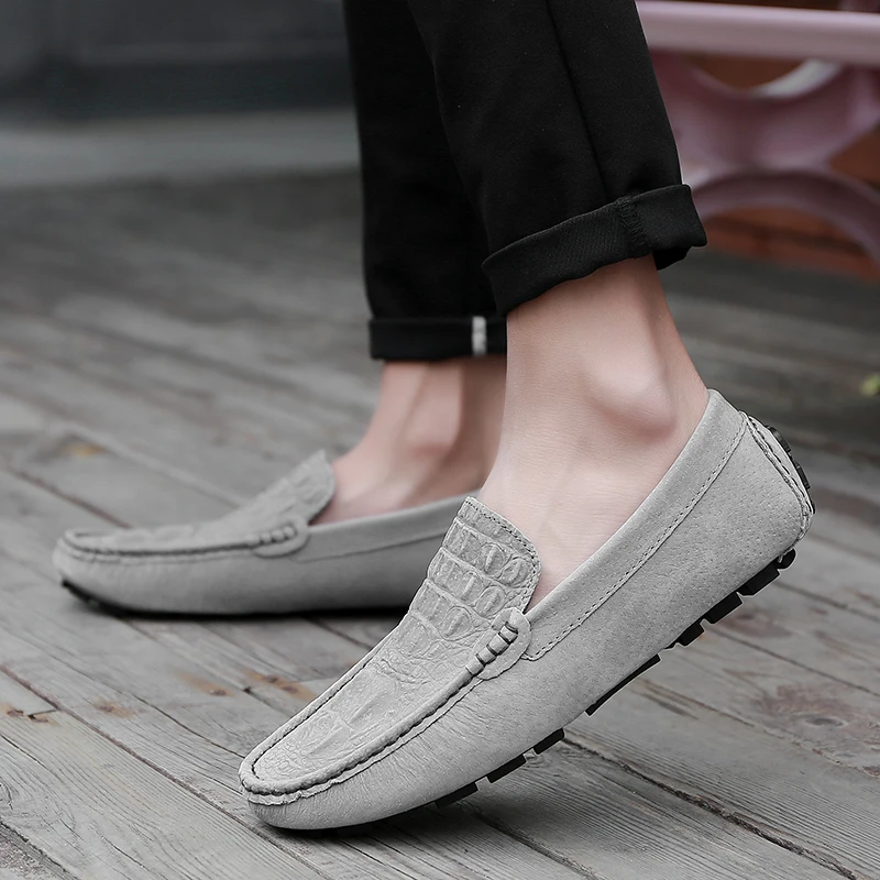

Мужские кожаные туфли без шнуровки, деловые туфли, замша, Воловья кожа, прочная подошва, дышащие лоферы, повседневная обувь