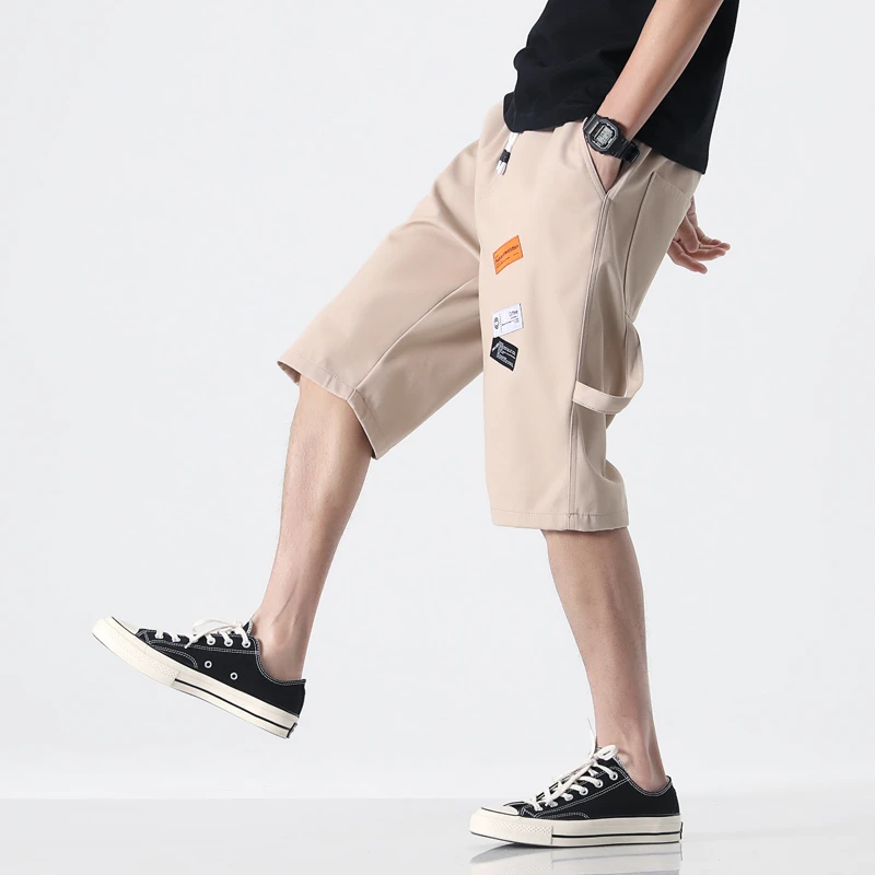 Мужские хлопковые шорты с принтом повседневные свободные пляжные до колен