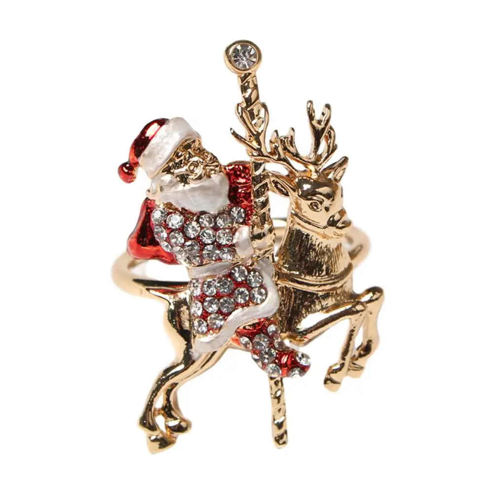 

6Pcs Napkin Rings Gold Elk Chic Napkin Rings For Place Settings, Wedding Receptions, Christmas, Thanksgiving And Home Kitchen