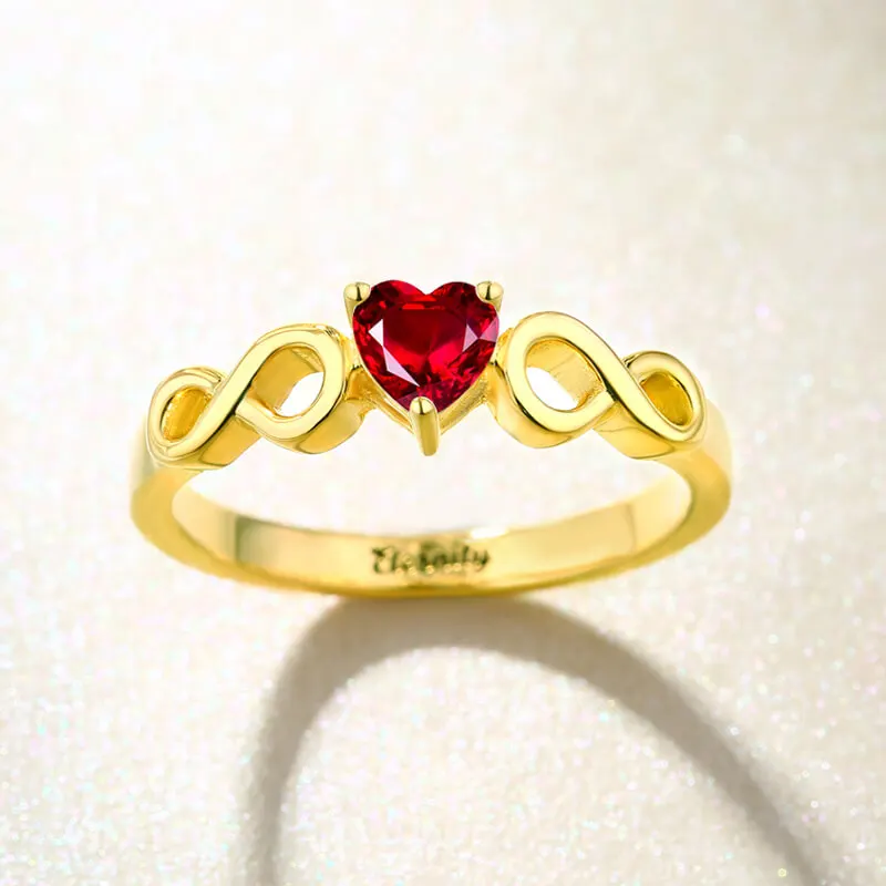 Infinity Ring 100% 925 Sterling Silver Personalized Heart Birthstone Handmade Engraved Name Rings for Women Wedding Jewelry | Украшения и