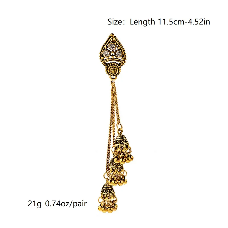 CARTER LISA этнические антикварные длинные золотые Jhumkas цыганские колокольчики Boho Винтажные висячие серьги для женщин цыганские украшения Oorbellen