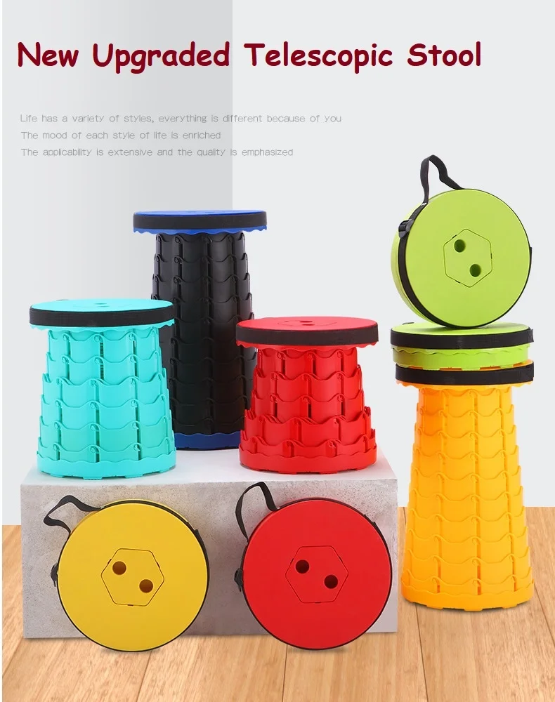 

Retractable folding stool, plastic fishing stool, portable travel stool tail for convenient storage