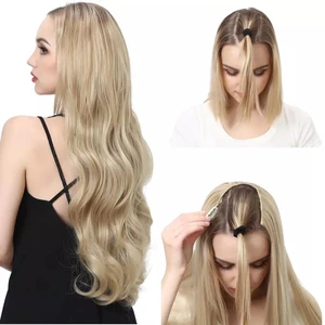 U-образный парик, синтетические наполовину вверх и наполовину вниз и головы 34, вьющиеся, черные, светлые, темно-коричневые волосы для наращивания, 30 дюймов, без клея