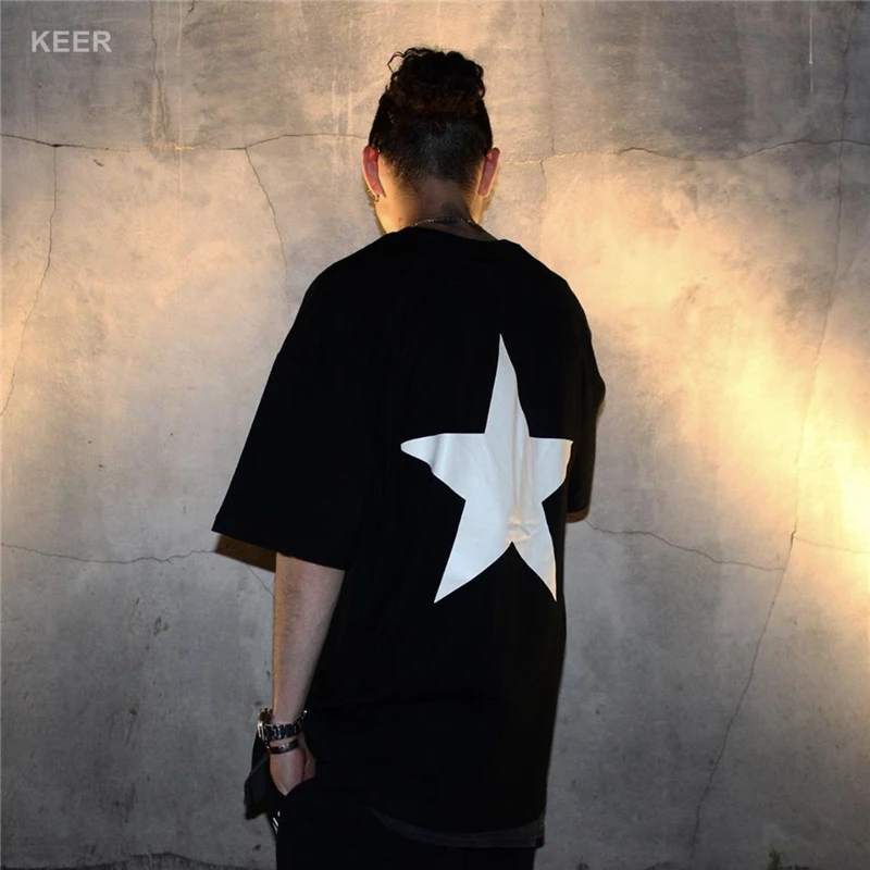 Essentials Men's T-Shirt 100% Cotton Loose Five Pointed Star Print Hip-Hop Style Quality Movement Unisex Short Sleeve | Мужская