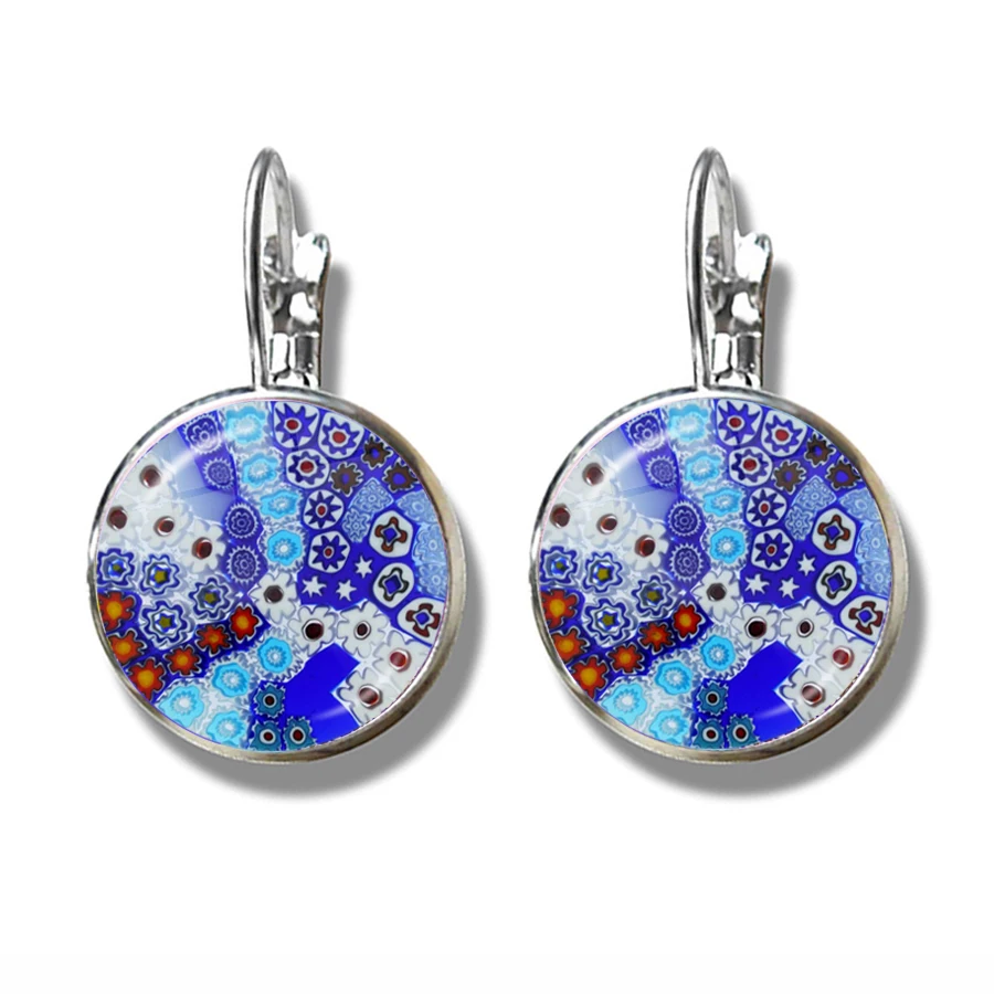 

Earrings MultiColour Flower Glass Cabochon French Hook Earrings Jewelry for Women Girls Gift Wholesale Korean Acrylic Jewelry