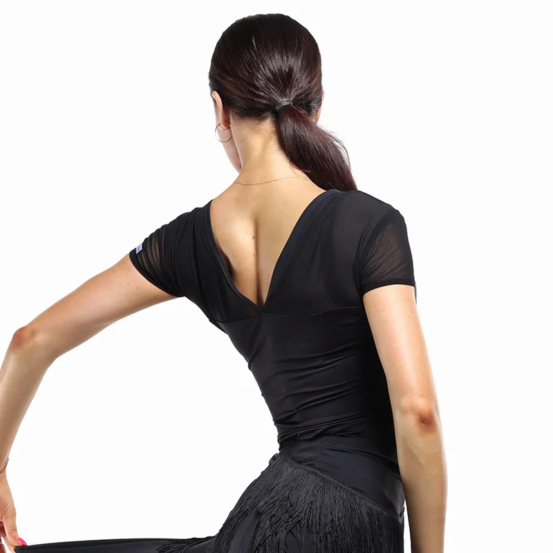 Женские костюмы для латиноамериканских танцев топы с коротким рукавом одежда