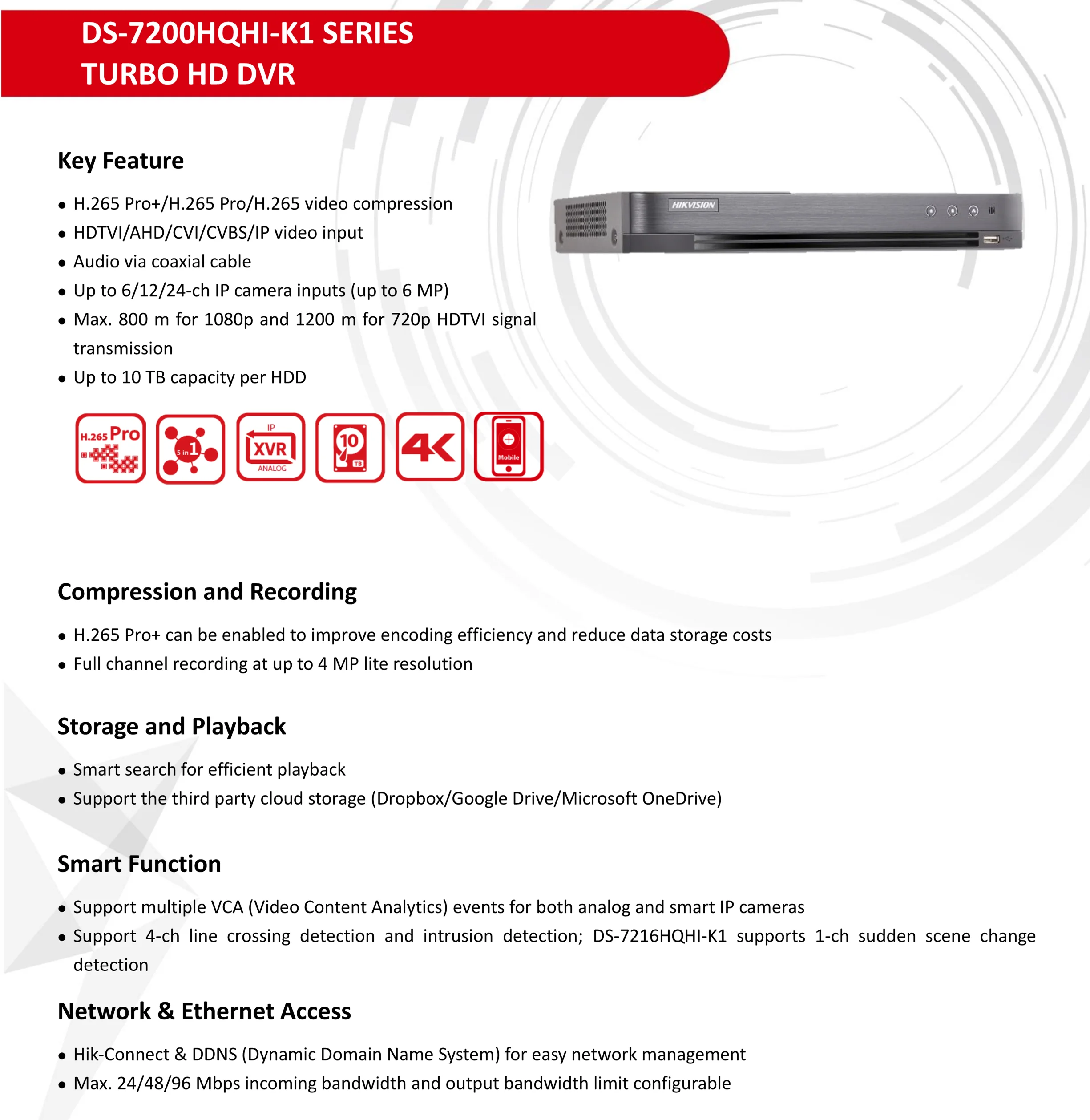 Hikvision 16CH Max поддержка 6MP Turbo цифровой видеорегистратор HD Видео Recoder 5 в 1 для HDTVI/AHD/CVI/CVBS/IP видео вход H.265 pro+ DS-7216HQHI-K1