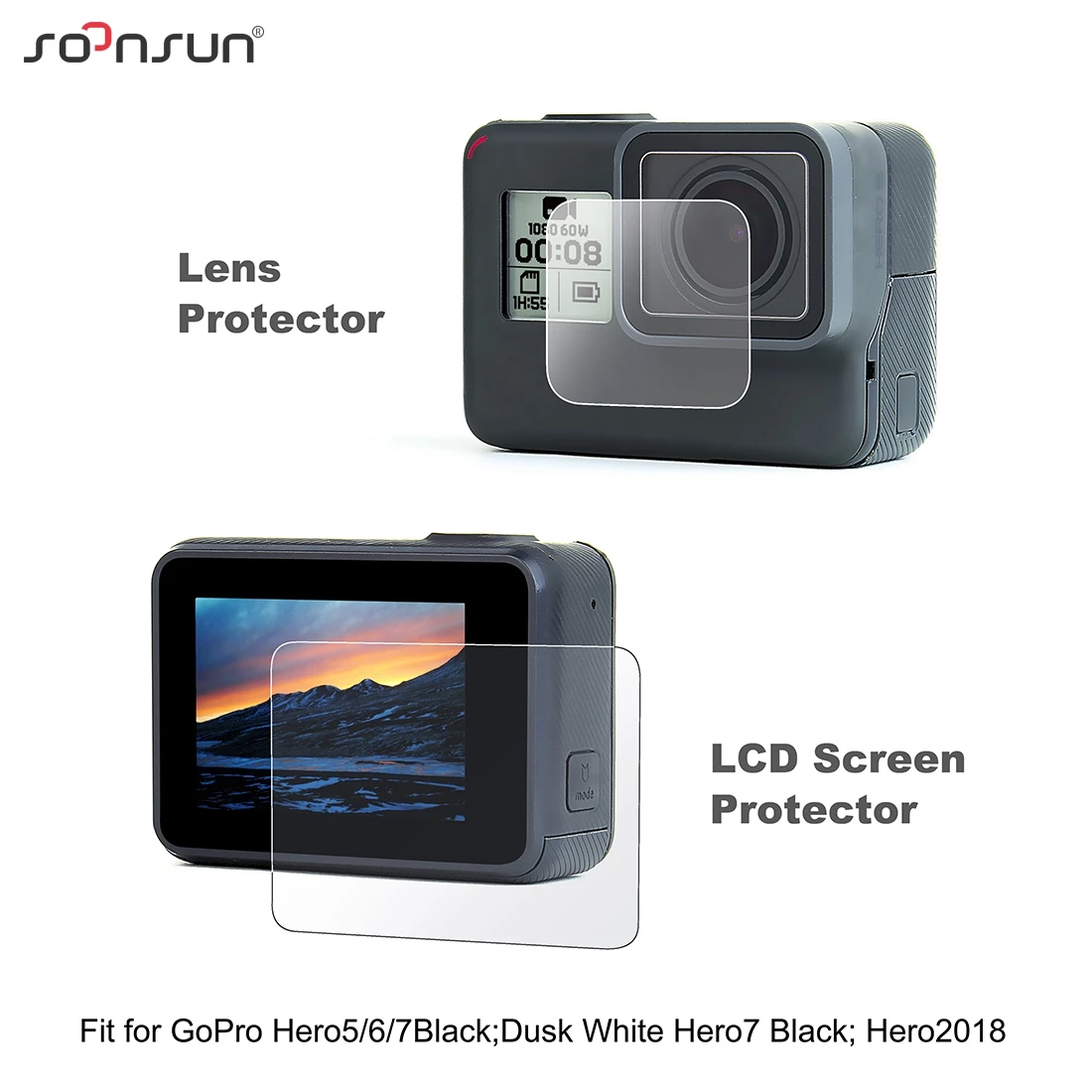 4 шт. Защитная пленка для объектива и ЖК экрана SOONSUN + крышка камеры GoPro Hero 7 6 5 Black Go