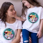 Для папы, мамы, дочки Алиса в стране чудес с принтом Harajuku футболки женская обувь на каждый день для маленьких девочек дети топ, футболка, рубашка; Семейный комплект для мамы