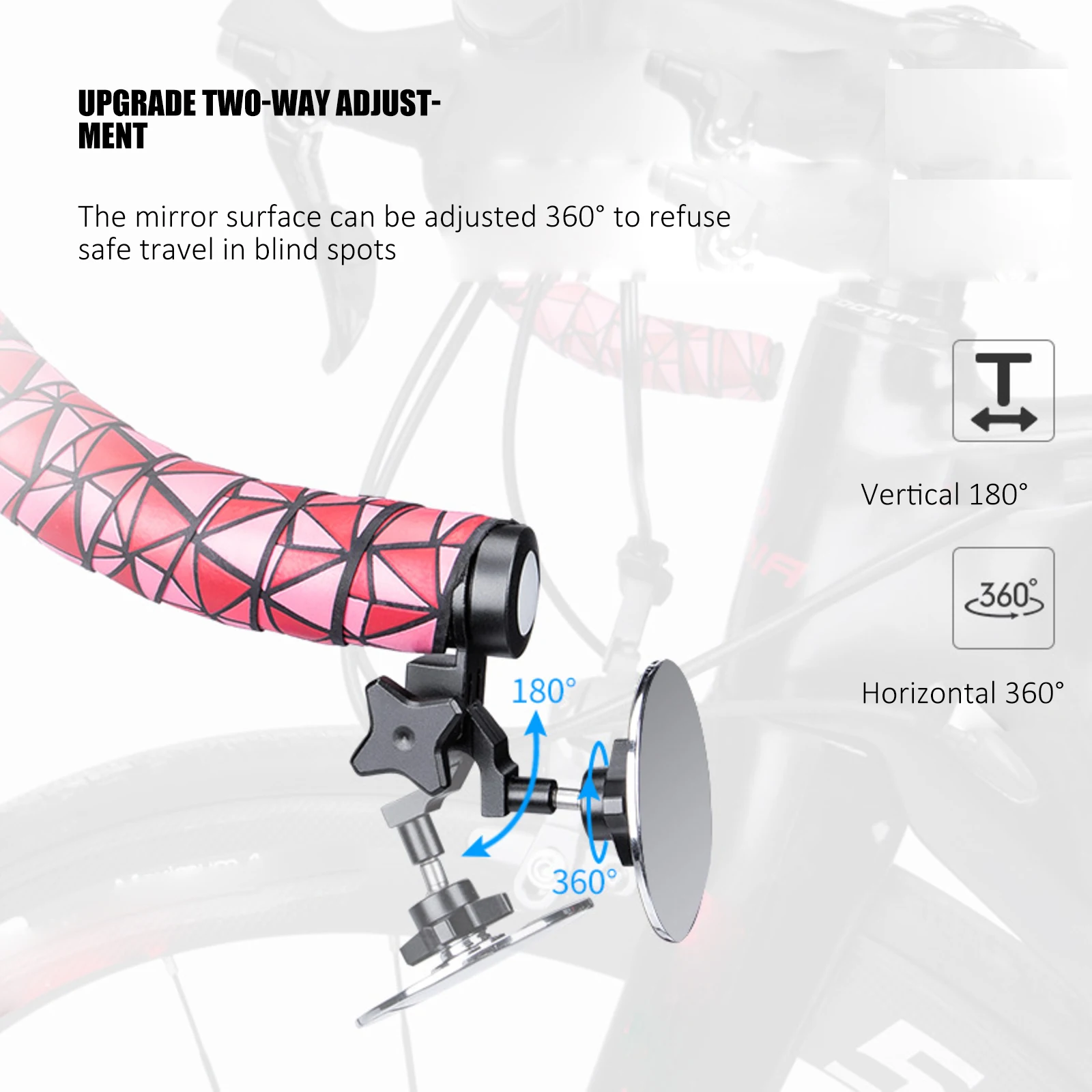 

Bicycle Mirror Bike Rearview Mirror Night Light Aluminum Alloy High-Strength Handlebar 360degree Rotation Portable Mirror Light