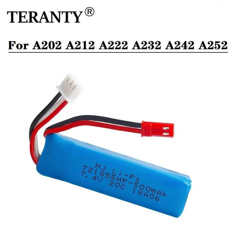 

1-10Pcs 7.4v batteries for A202 A212 A222 A232 A242 A252 toy car Accessories 7.4v 500mAh LiPo Battery Rc Cars Spare Parts