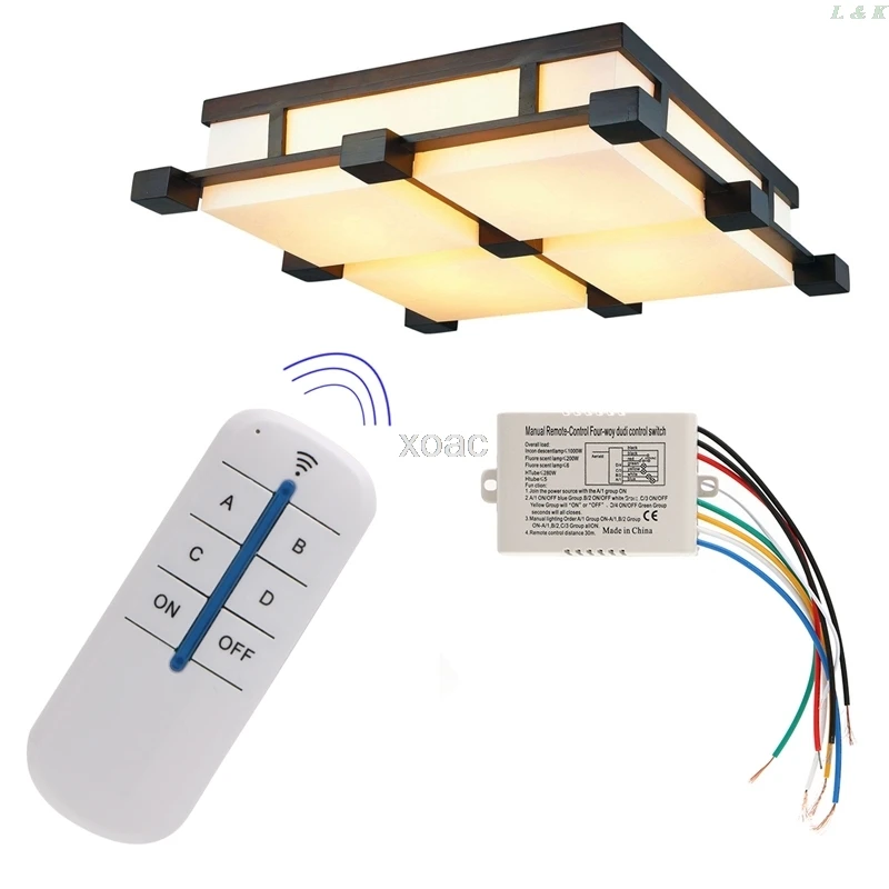 

Wireless 4 Channel ON/OFF Lamp Remote Control Switch Receiver Transmitter New M09 dropship