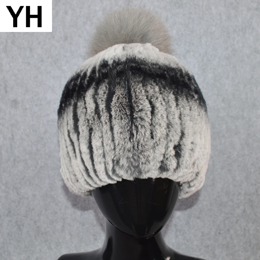 Русская зима натуральный шапка из меха кролика Рекс женские на резинке отделка