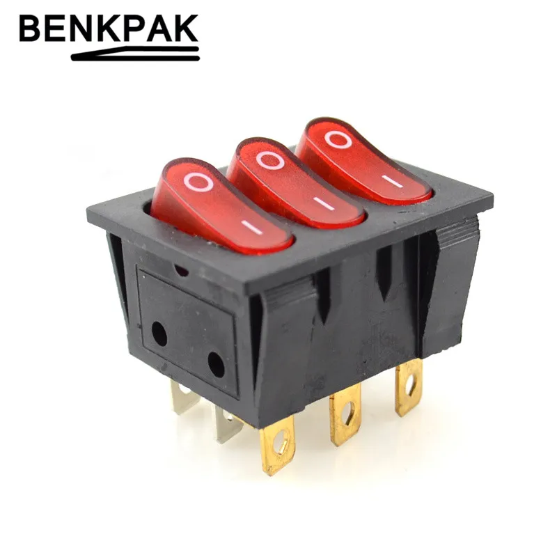 KCD2 302N трехсторонний переключатель с подсветкой 9 контактов|switch ir|switch handswitch contactor |