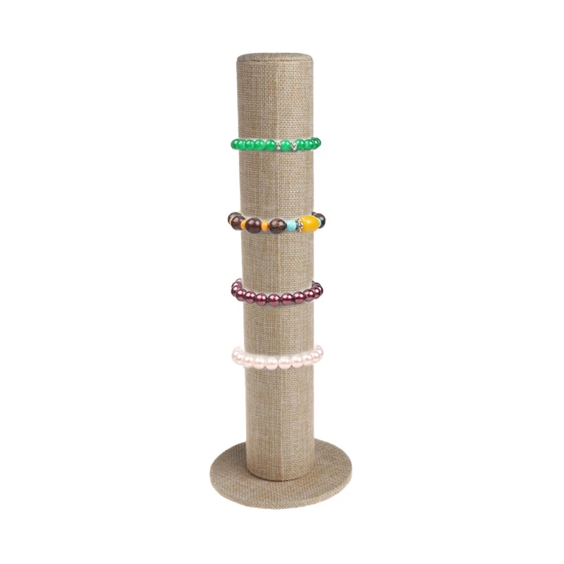 

Jewelry Display Rack Bracelet Bangle Watch Stand Holder Cylinder Storage Linen