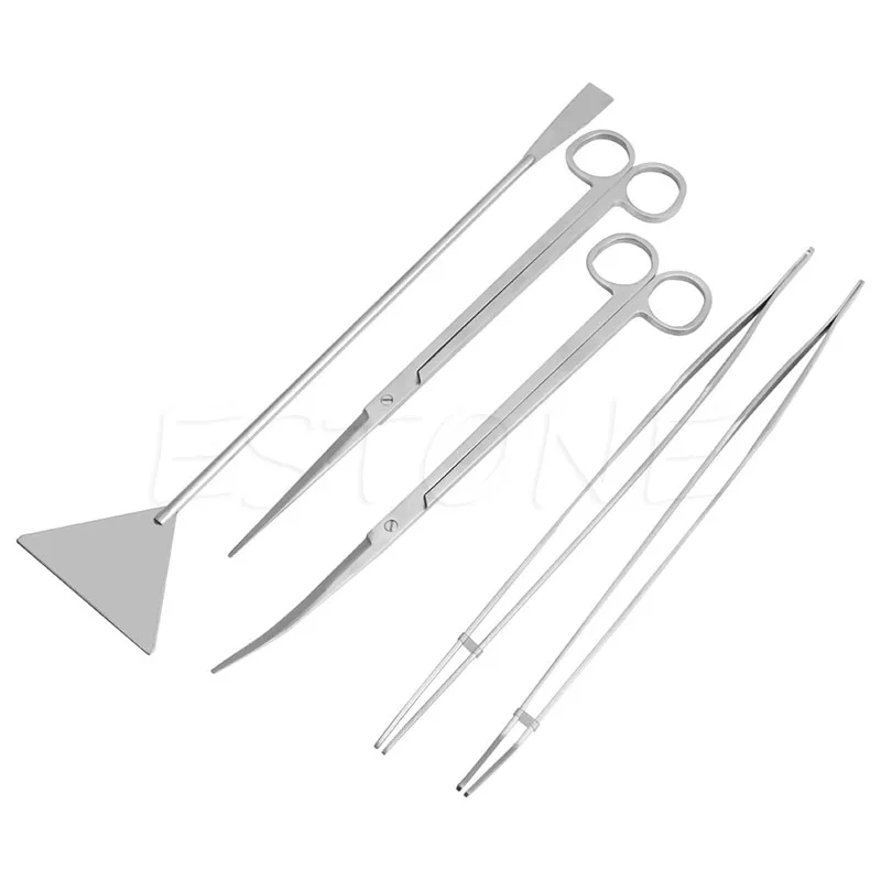 

3/5Pcs Aquarium Live Plants Long Handle Tweezers Scissors Maintenance Tool Set