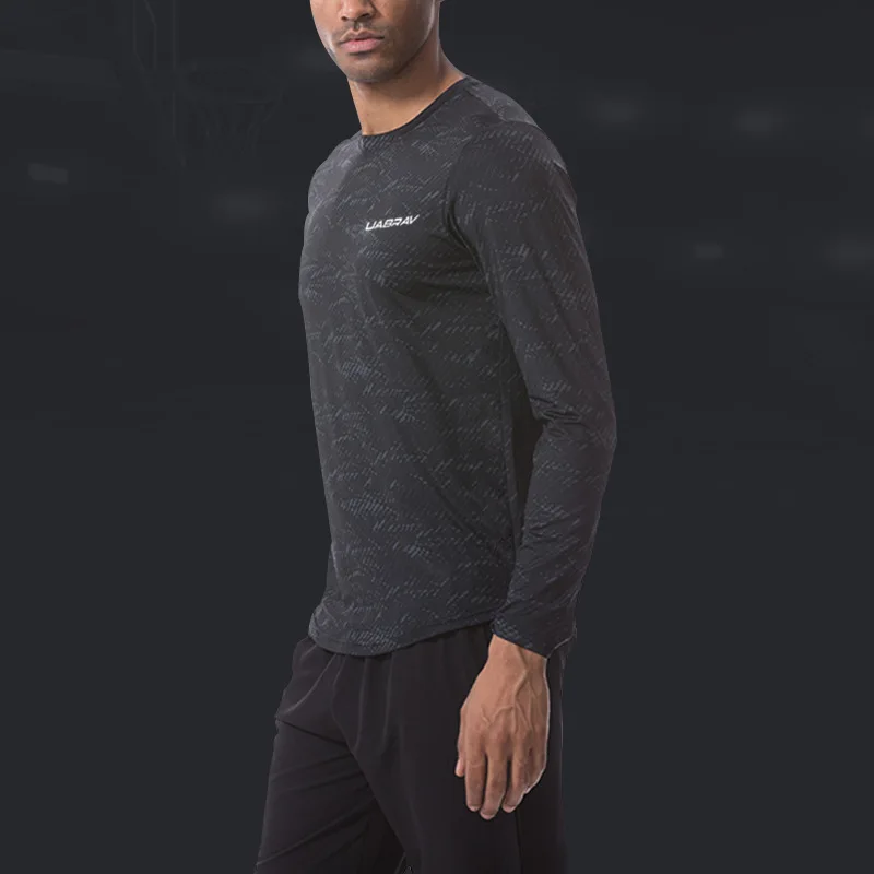 Мужская рубашка для бега с длинным рукавом дышащая Рашгард Джерси спортзала