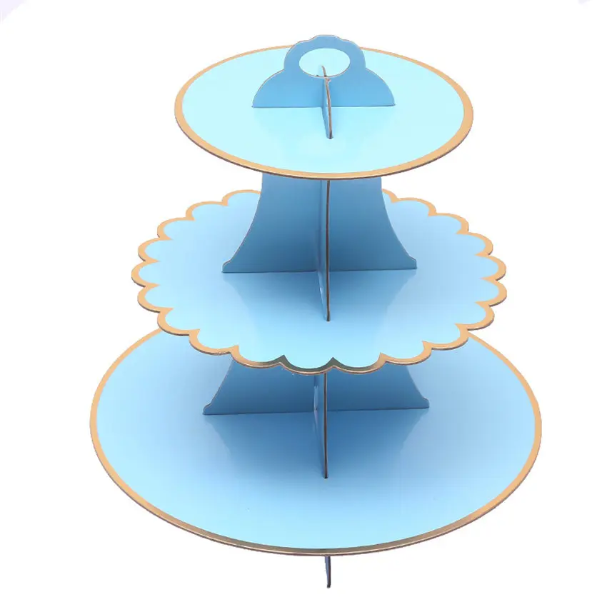 H Birthday Cake Stand Disposable Decoration Foldable Dessert Holder Display Shelf Paper Wedding Party Triple Layer Party Supplies - Цвет: H