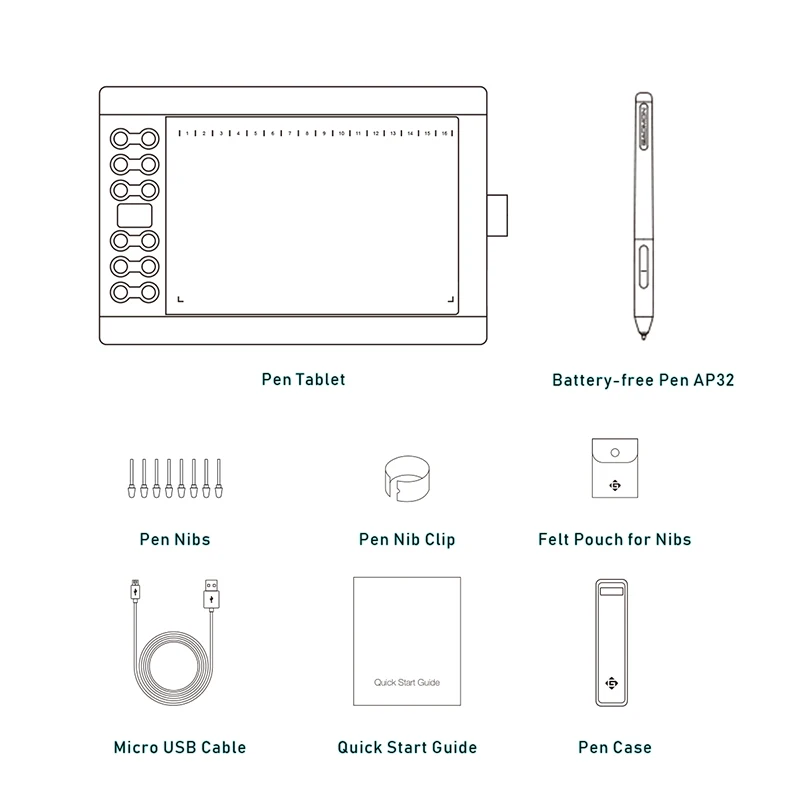 

M106K PRO Graphics Tablet--10 Inches With 8192 Levels Passive Pen and 12 Shortcut Keys Support with Windows/Mac/Android