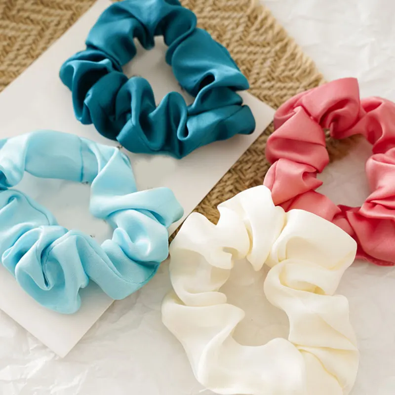 Винтажные глянцевые резинки для волос атласные маленьких девочек однотонные