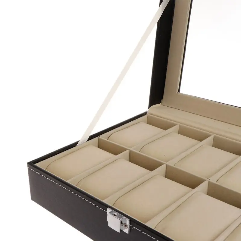 

Watch Watch Box Faux Leather Storage Case Gift Jewelry Display Boxes High End Faux Leather Organizer 10 Slots Grids Watches