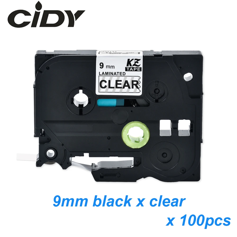 CIDY 100pcs Tze121 Tze-121 9mm Black on clear совместимый с принтером для этикеток Brother P touch |