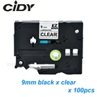 CIDY 100pcs Tze121 Tze-121 9mm Black on clear, совместимый с принтером для этикеток Brother P touch