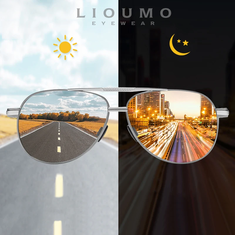 

LIOUMO Top Quality Polarized Sunglasses Men Photochromic Aviation Sun Glasses Women Chameleon Driving Goggle gafas de sol hombre