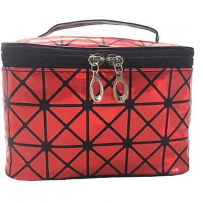 red cosmetic bag Многофункциональная сумочка-косметичка для путешествий, Женская Лазерная большая емкость, органайзер для туалетных принадлежностей, водонепроницаемая женская сумка для хранения косметики - Цвет: red cosmetic bag