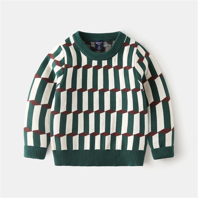 Детский свитер джемпер для мальчиков 2019 г. Осенне-зимний детский вязаный в