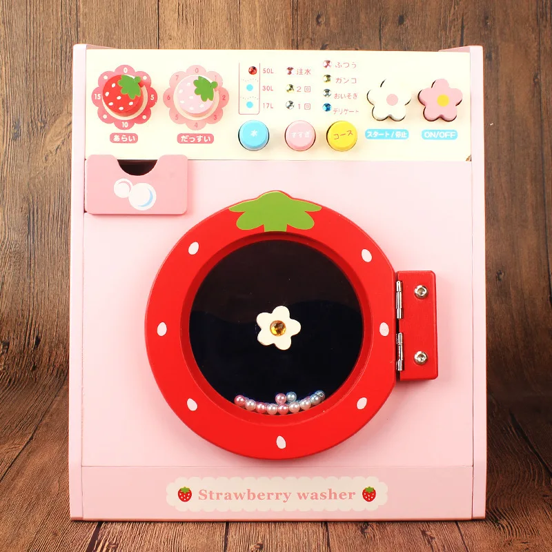 

Strawberry Play House Toy Simulation Appliances Washer Machine Kid Simulation Mini Bed Furniture Room Accessories For Girl Gifts