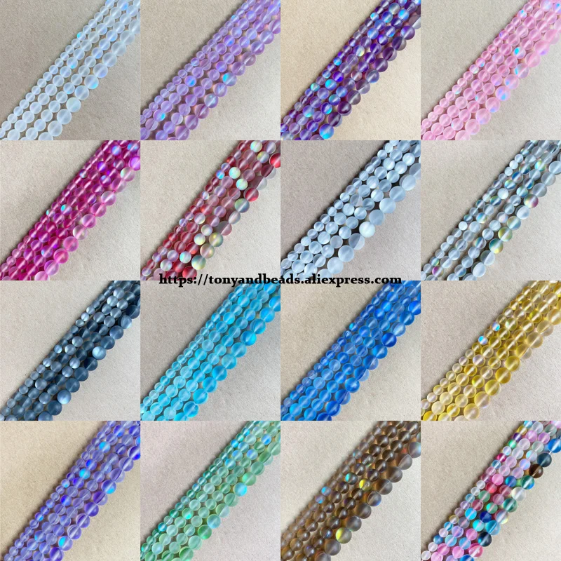 

Matte K9 Austria Crystal Synthetic Glitter Moonstone Round Loose Beads 15" Strand 6 8 10 12MM Pick Size For Jewelry Making DIY