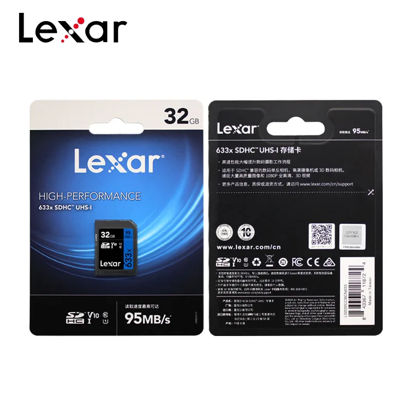 100% Оригинальный Lexar 633x sd-карту 32 Гб U1 Class 10 95 МБ/с. UHS-I слот для карт памяти 64 128 V30 U3